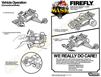 Kenner M.A.S.K. Firefly Instruction US front/back